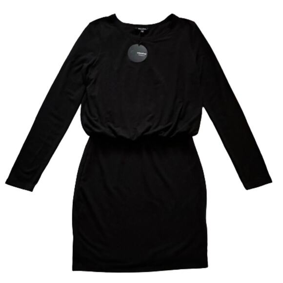 Mittoshop Black Jersey Round Neck Long Sleeve Blouson Waist Dress Size Large NEW - Picture 12 of 12